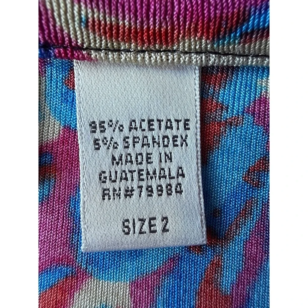 Chico's Travelers Jacket Women Size 2 Multicolor Floral Knit Open Front Casual